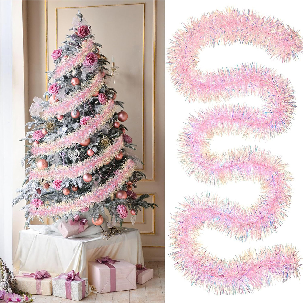 Tinsel Garland Decoration - Guirnalda de Cinta Rosa para Decoración