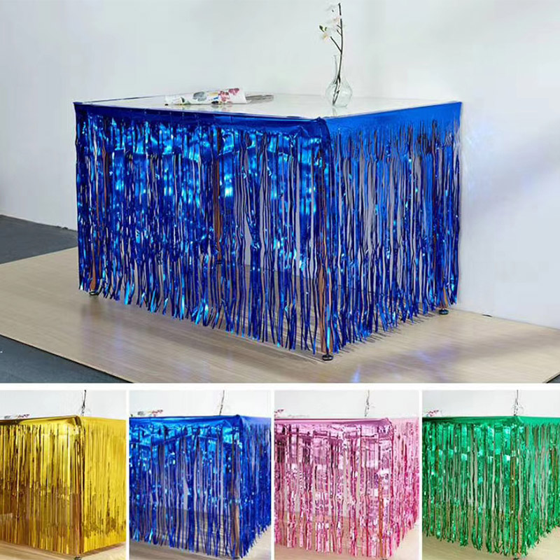 Tinsel Garland Decoration - Faldas de mesa con flecos de