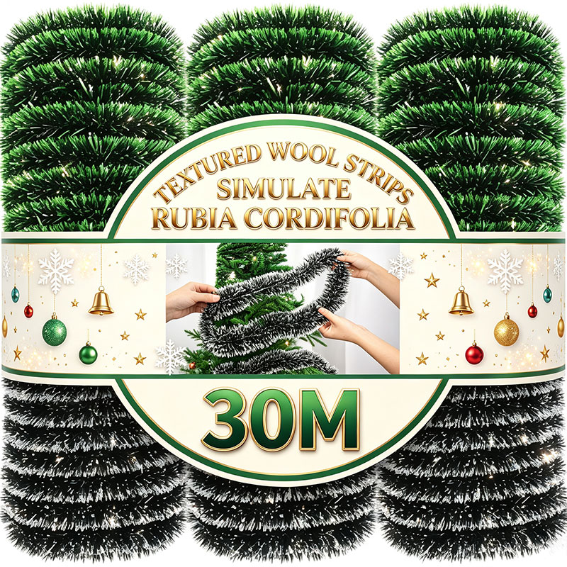 Tinsel Garland Decoration - Guirnalda de Navidad Reutilizable con Cintas