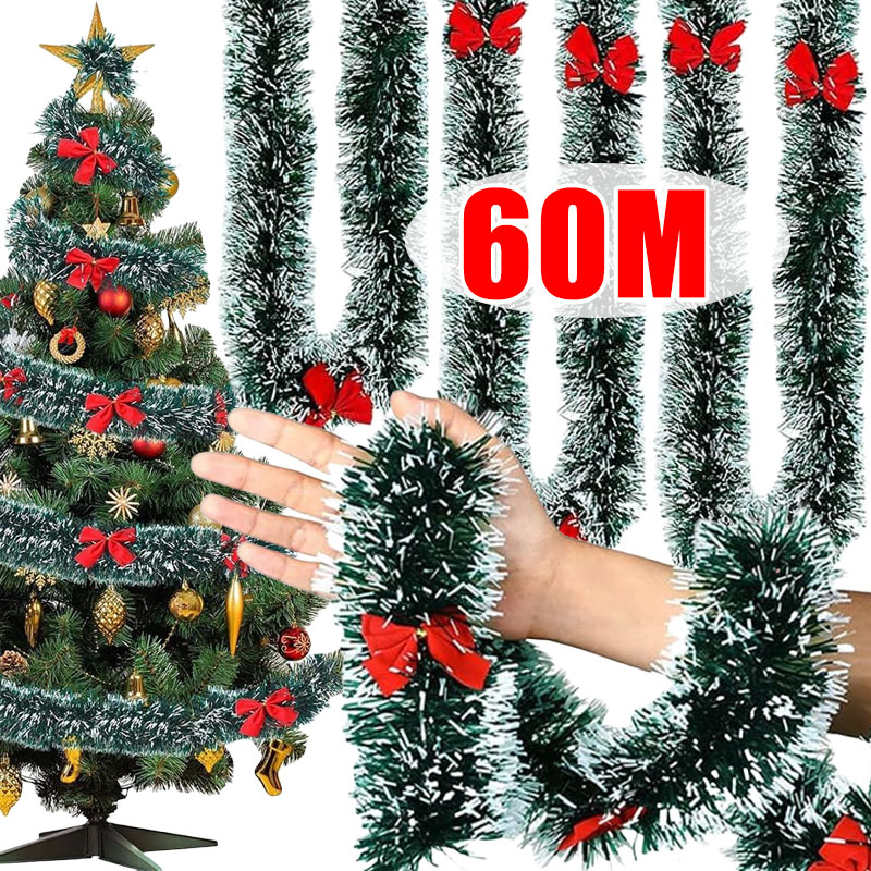 Tinsel Garland Decoration - Guirnalda de oropel verde de Navidad