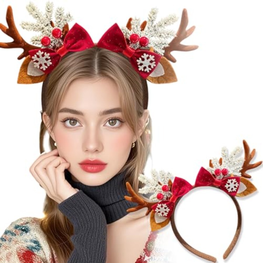 Reindeer Antlers Headband - Linda Diadema Navideña para Mujer con