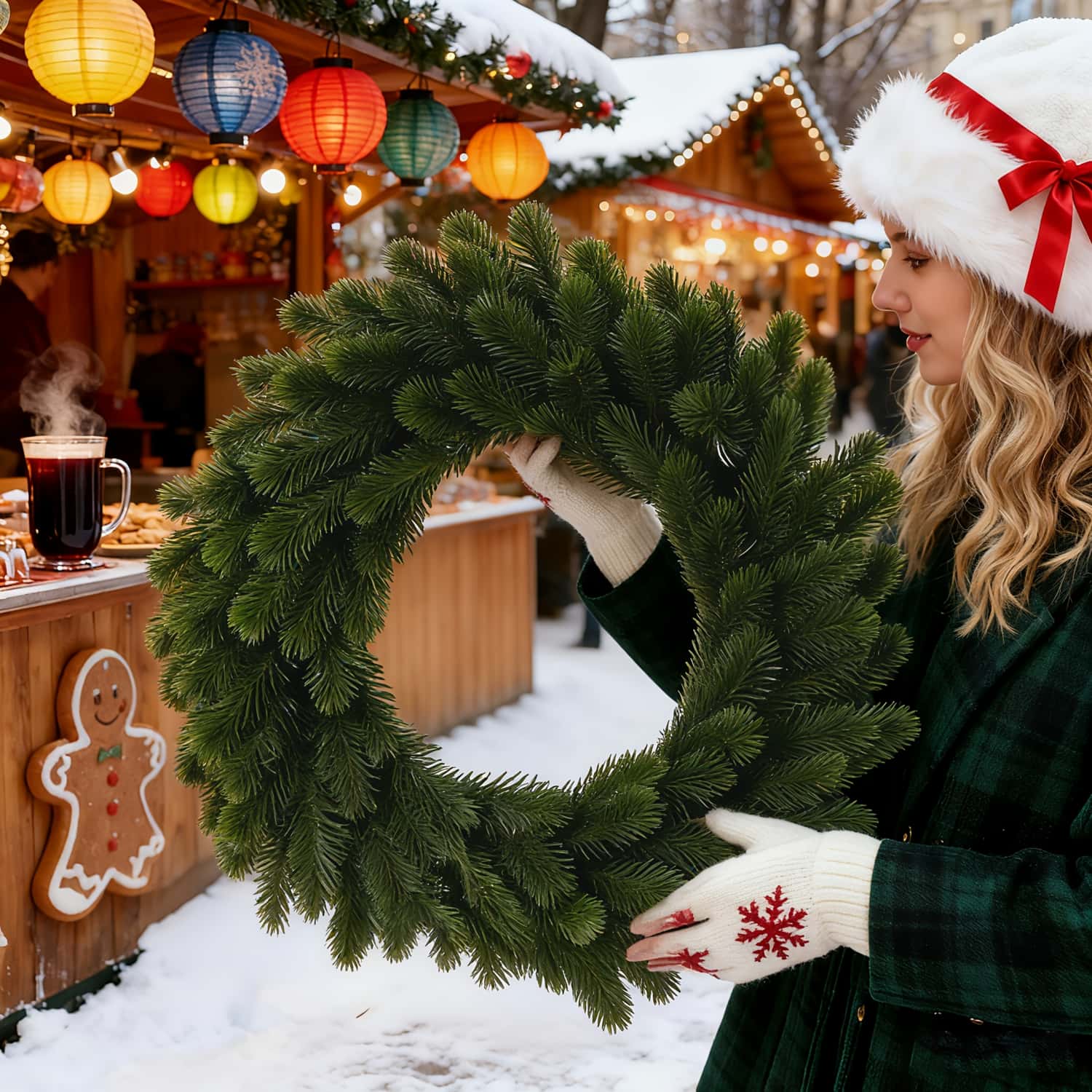 1 corona navideña artificial,  - Christmas Wreath Fake reseña y precio