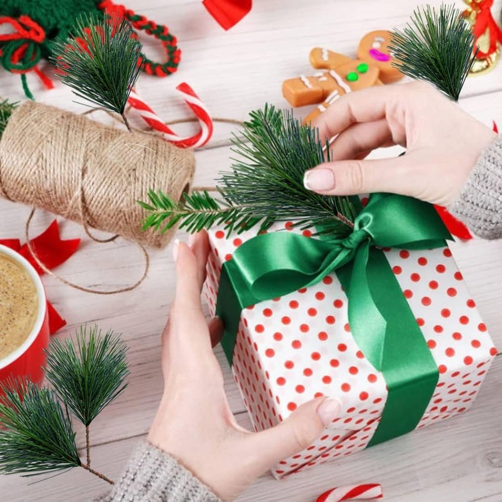Púas de agujas de pino verde A - Christmas Wreath Fake reseña y precio