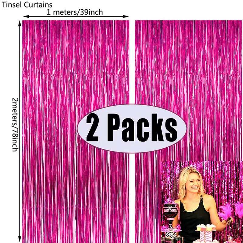 Paquete de 2 cortinas con flec - Tinsel Garland Decoration reseña y precio