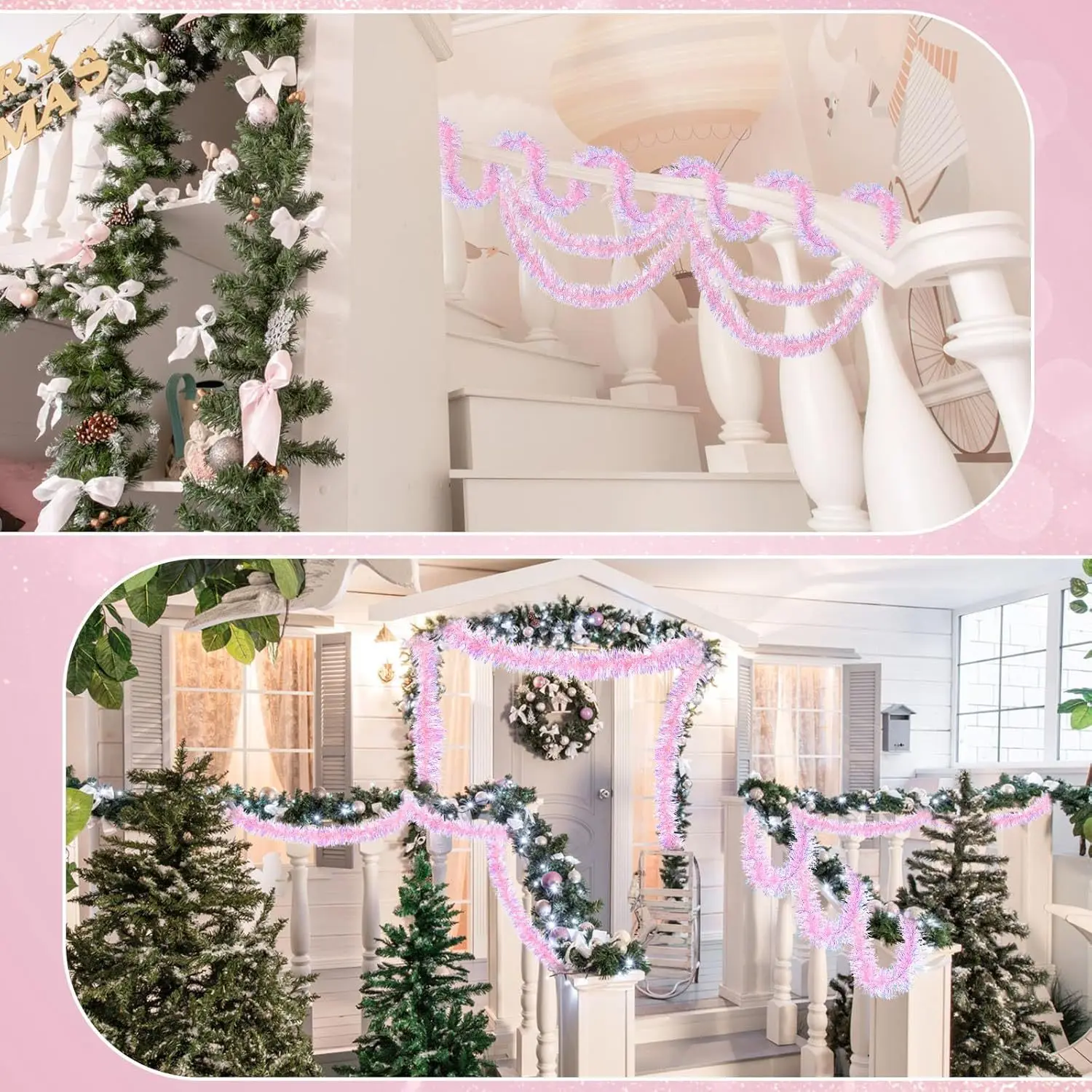 Guirnalda de oropel rosa, 1-10 - Tinsel Garland Decoration reseña y precio