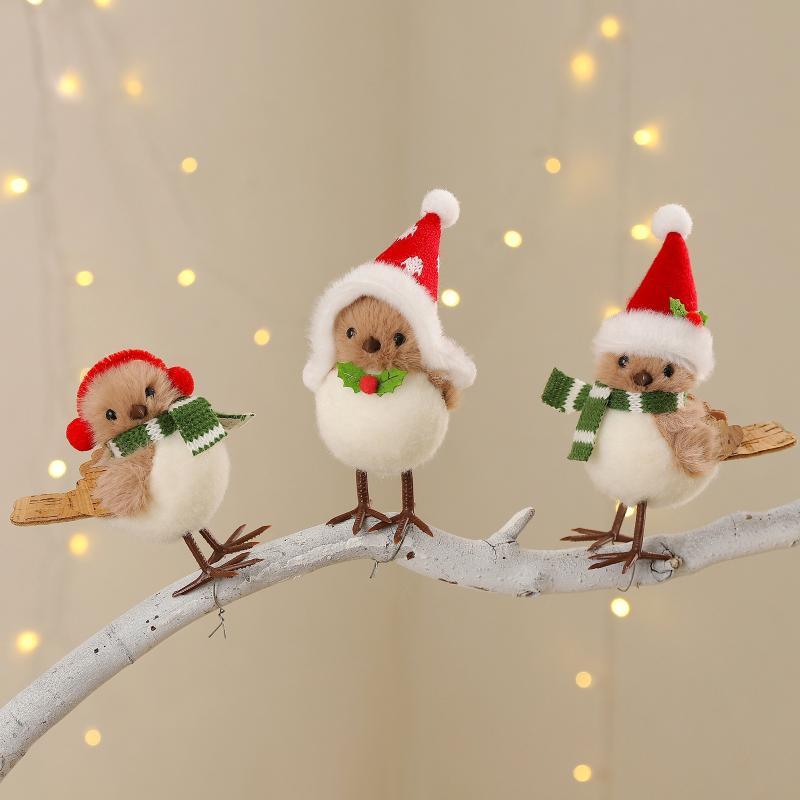Adornos navideños de pájaros d - Santa Hat Plush reseña y precio